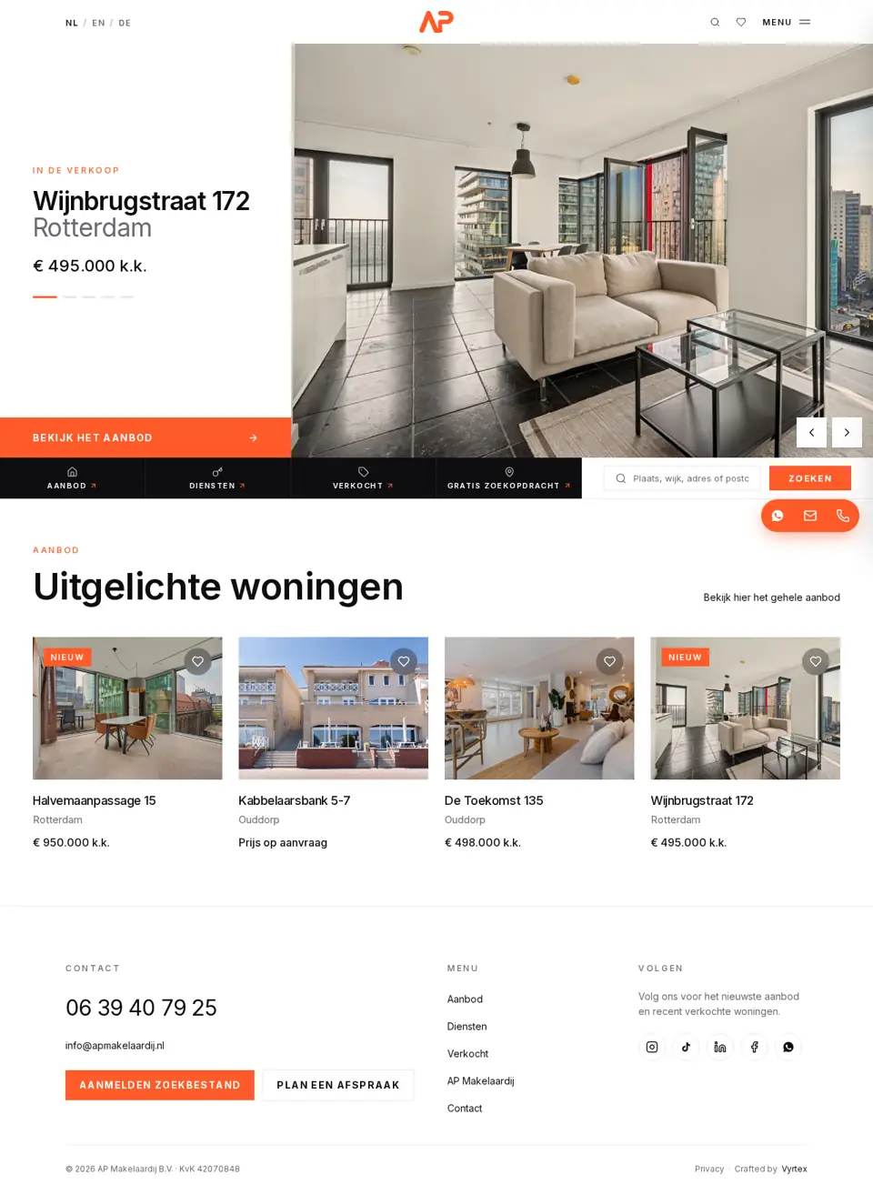 Screenshot of the AP Makelaardij website