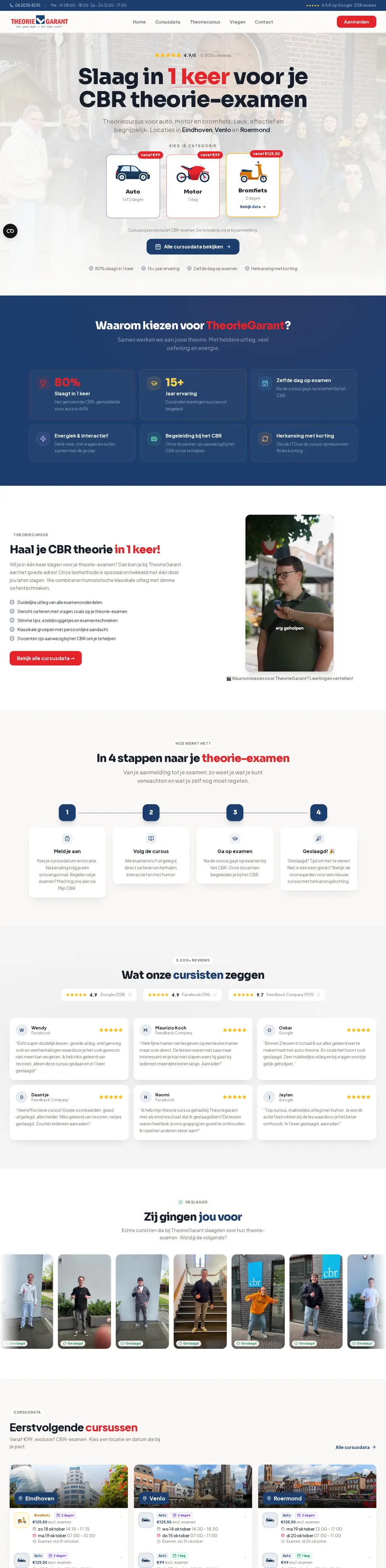 Screenshot of the TheorieGarant website